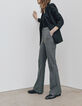 Pantalon flare long mix laine effet caviar femme-1