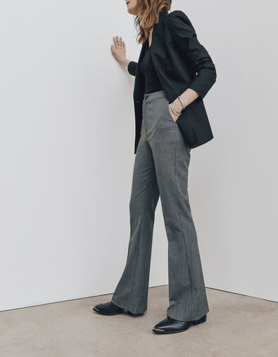 Women’s caviar-look wool mix long flared trousers - IKKS