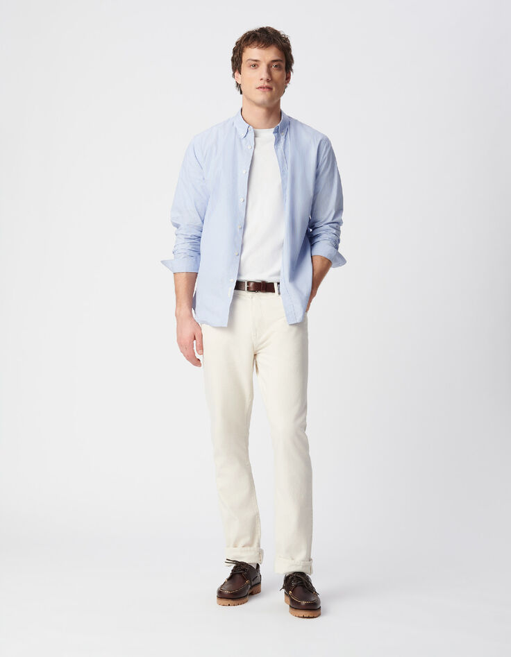 Blaues Bio-Baumwollhemd gestreift Slim Fit-2