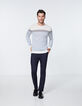 Pull marinière off white à rayures bicolores Homme-6