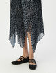 Falda larga azul marino plisada lunares mujer-4
