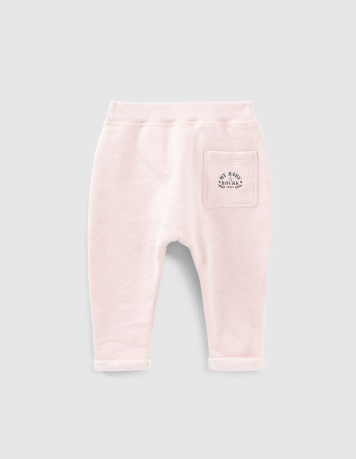 Pantalon rose pâle molleton bio bébé-3