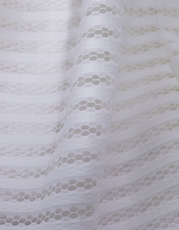 Robe patineuse blanche rayures ajourées dentelle fille-10