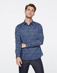 Camisa SLIM azul oscuro tela Liberty con motivo floral Hombre-3