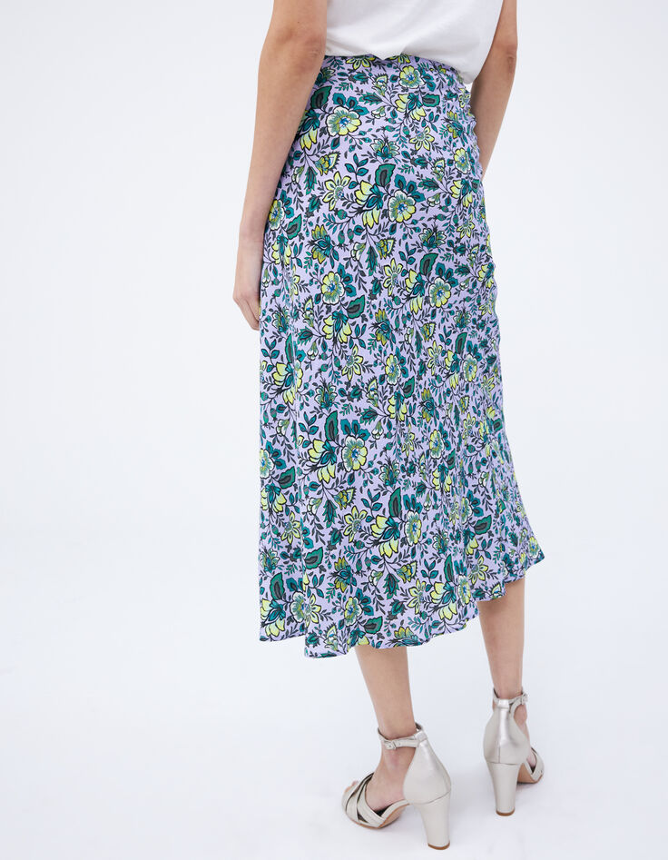 Jupe longue lilas imprimé maxi fleurs Femme-2