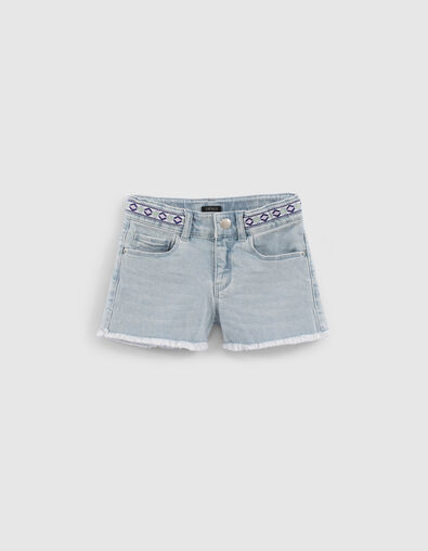 Shorts vaqueros azul delavado trenza bordada ni&ntilde;a - IKKS
