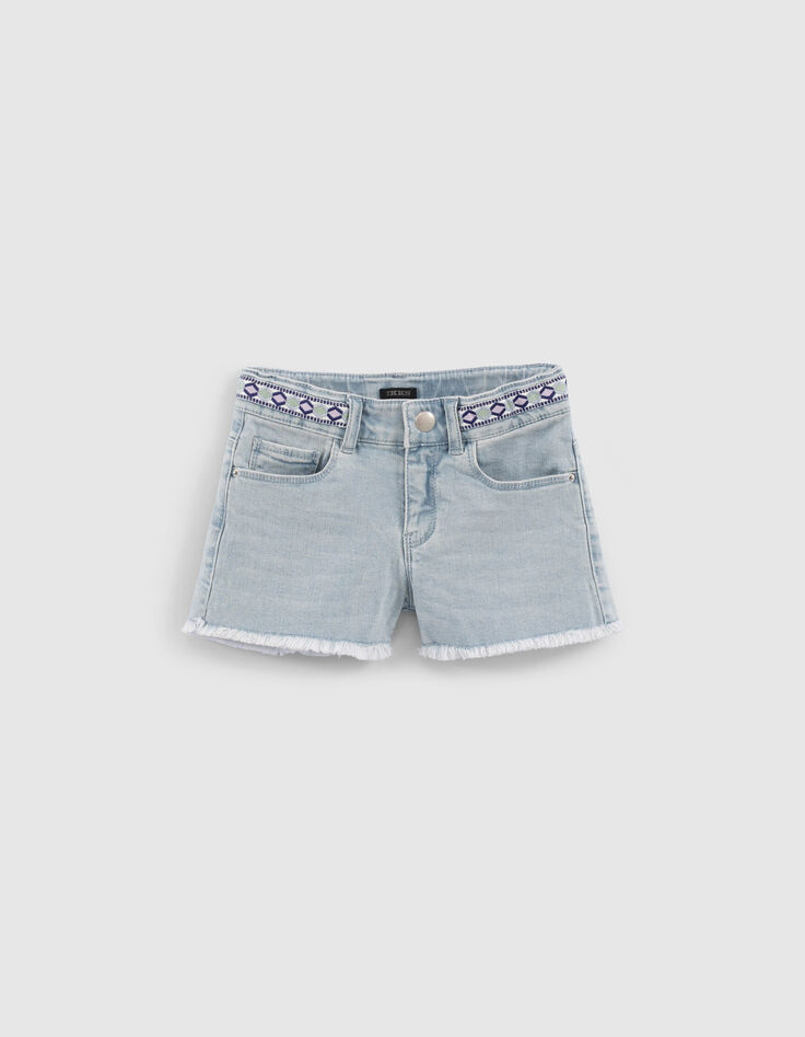 Shorts vaqueros azul delavado trenza bordada ni&ntilde;a-1
