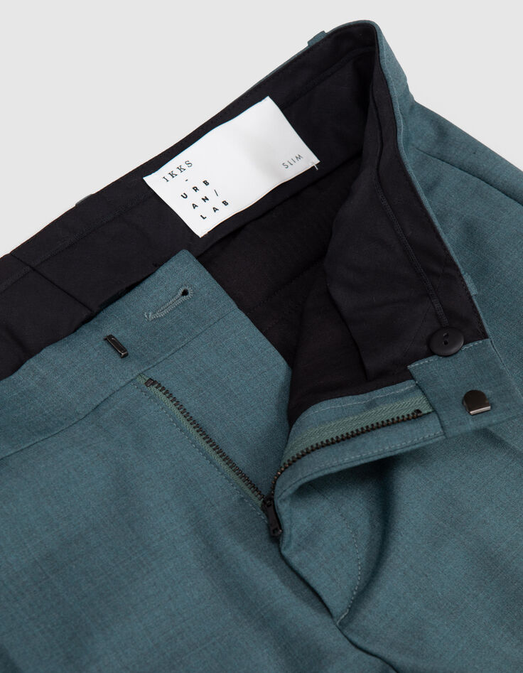 Blauwgroene geklede broek Heren-9