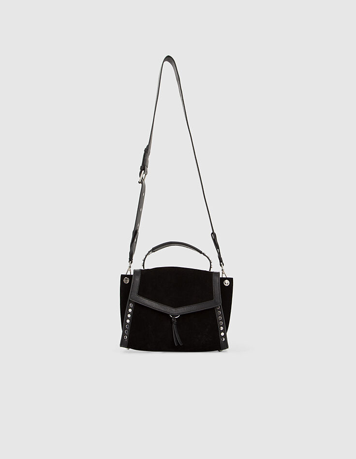 Sac The Driver Rock en mix cuir noir femme-1