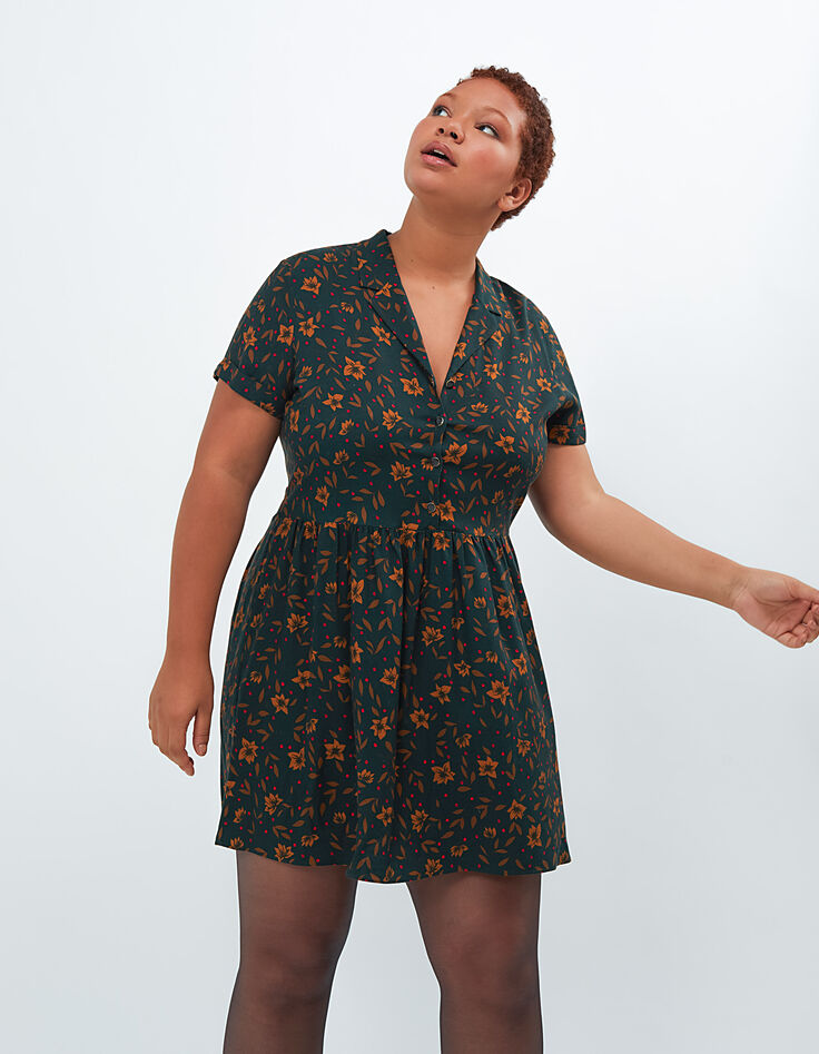 Robe vert pinegreen imprimé Fleurs Rock I.Code-6