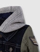 Veste en jean rinse à manches nylon et capuche bébé garçon-5
