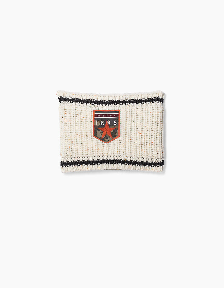 Snood blanc cassé fourré doupionné à patch garçon-2