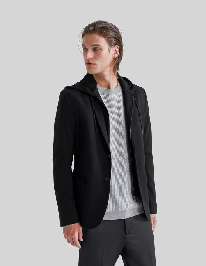 Men’s black Interlock jacket with detachable facing - IKKS
