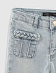 Mädchen-Jeans, Flare-Fit mit Flechtborten in Bleach Blue -5