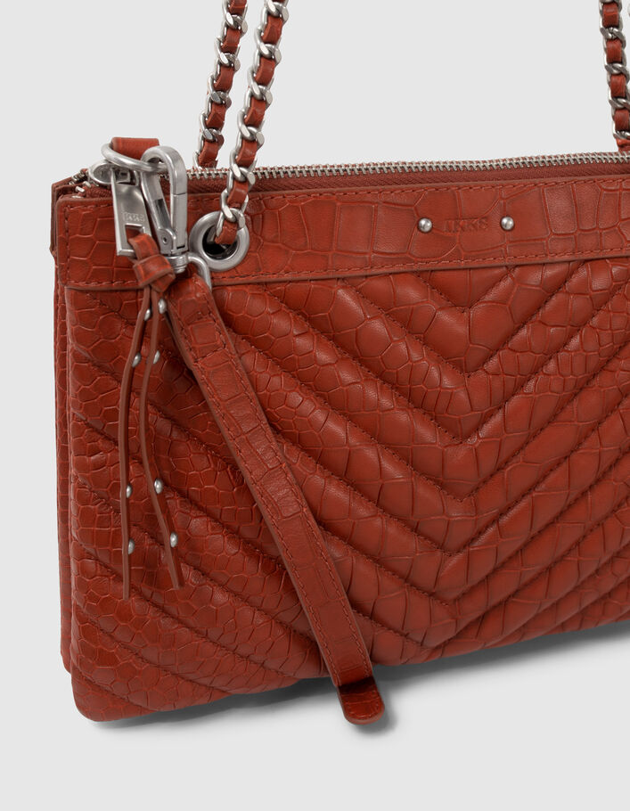 Women’s orange croc-embossed 1440 Reporter clutch bag-2