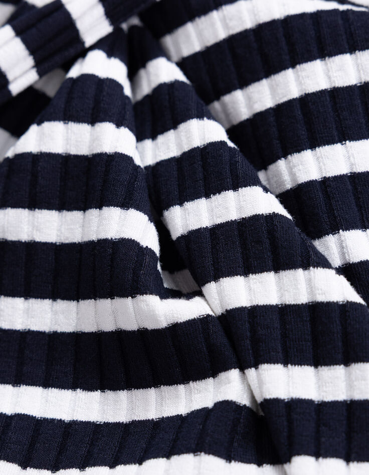 Tee-shirt marine rayures &eacute;crues c&ocirc;tel&eacute;-8