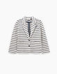 Cardigan-veste blanc cassé rayé navy en maille fille-2