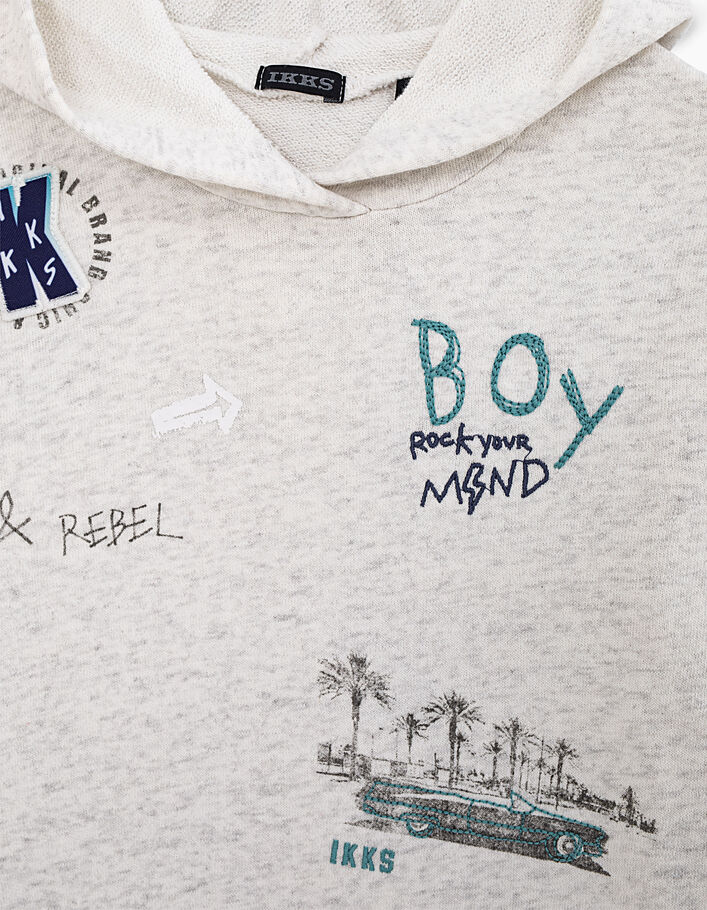 Hellgraues Jungensweatshirt mit Print und Stickerei  - IKKS
