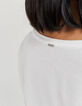 Tee-shirt en coton blanc cassé visuel message Paris femme-3