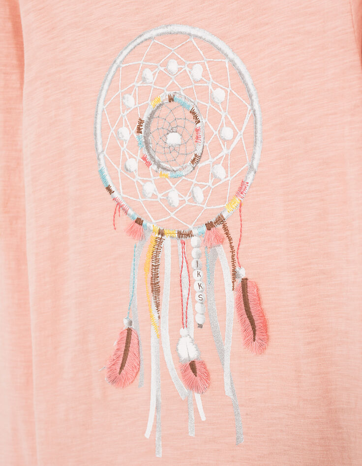 Tee-shirt rose print attrape-rêves fille-3