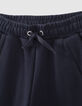 Jogging marine bandes lurex c&ocirc;t&eacute;s fille-3