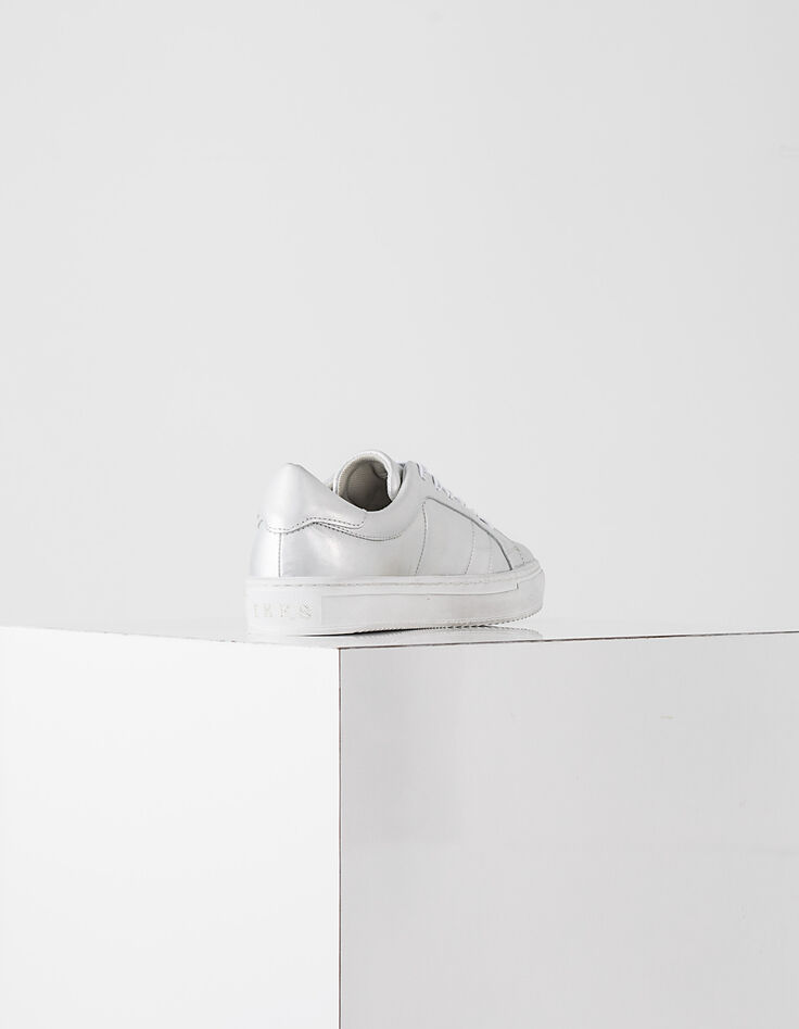 Baskets en cuir argent lacets IKKS femme-3