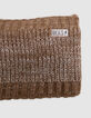 Snood camello de punto de peluche pompón bebé niño-5