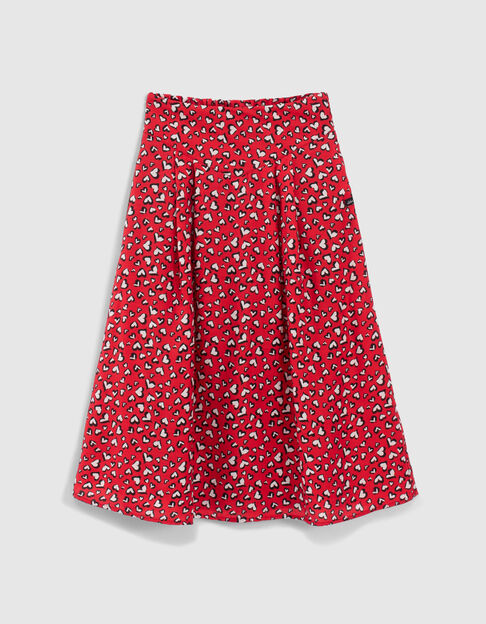 Girls’ red mini me skirt with heart print