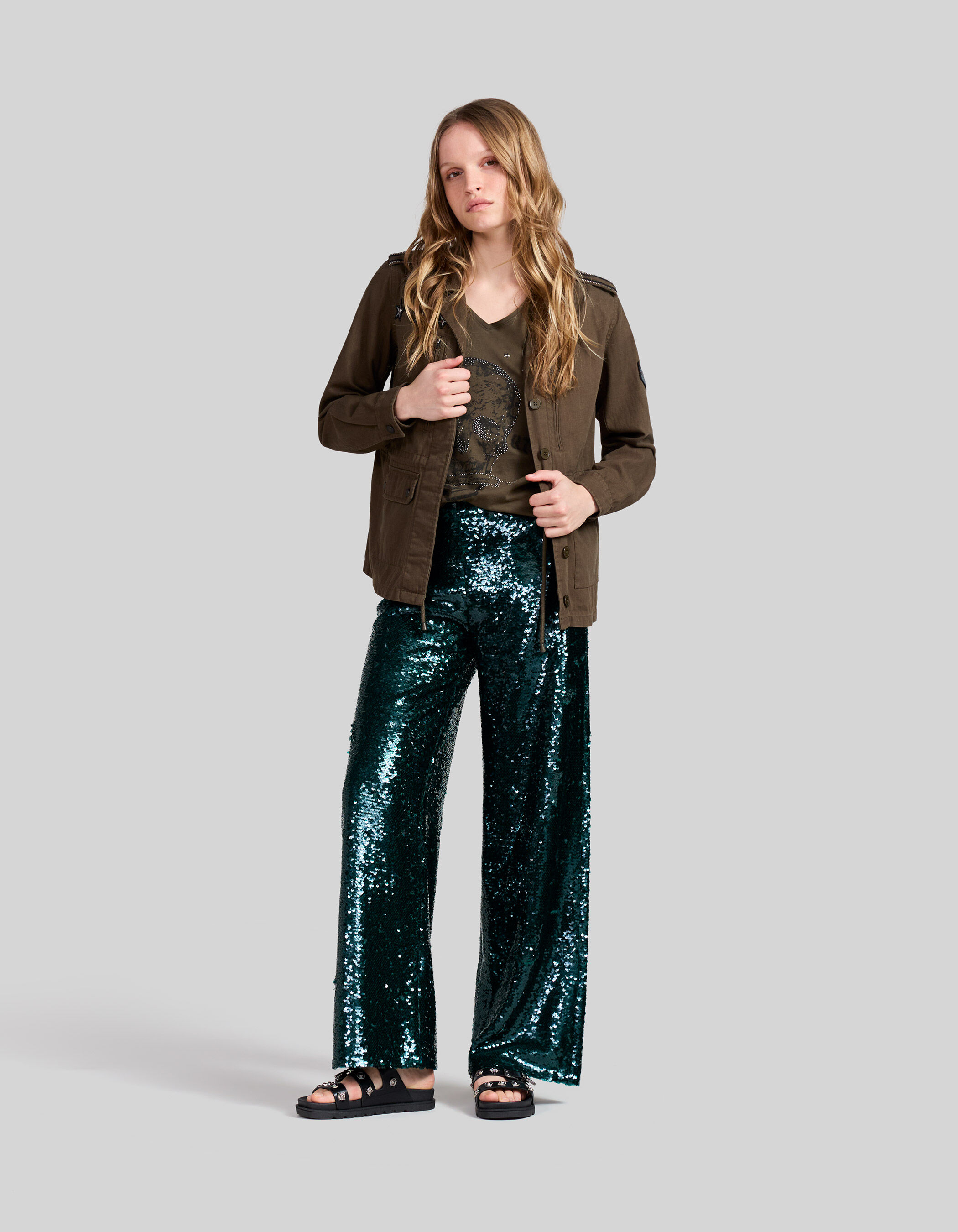 Pantalon de costume malachite tout sequins Femme IKKS