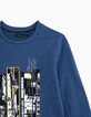 Boys’ raw blue T-shirt with Tokyo neon photos-2