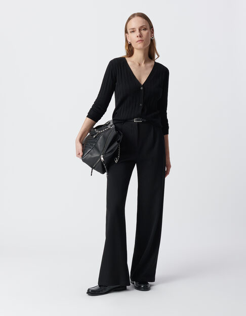 Women's black knitted button cardigan - IKKS