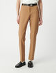 Mujer pantalón recto camel metalizado-7