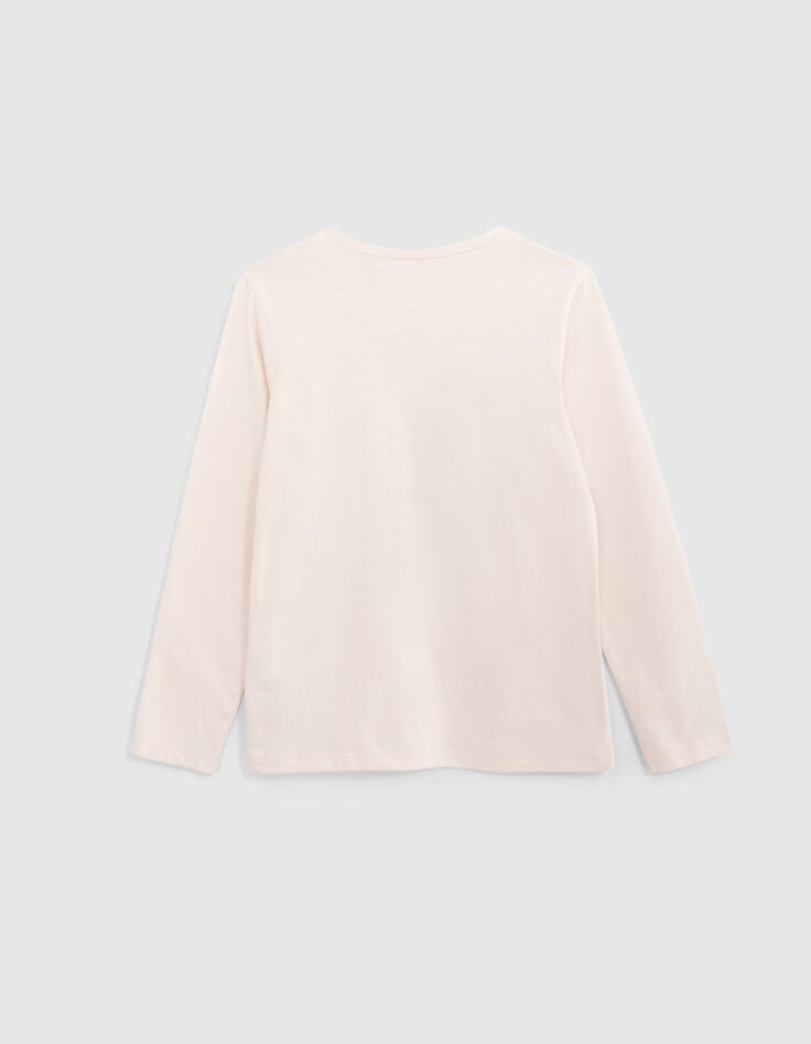 Camiseta crudo algodón monumentos bordado flores para niña-3