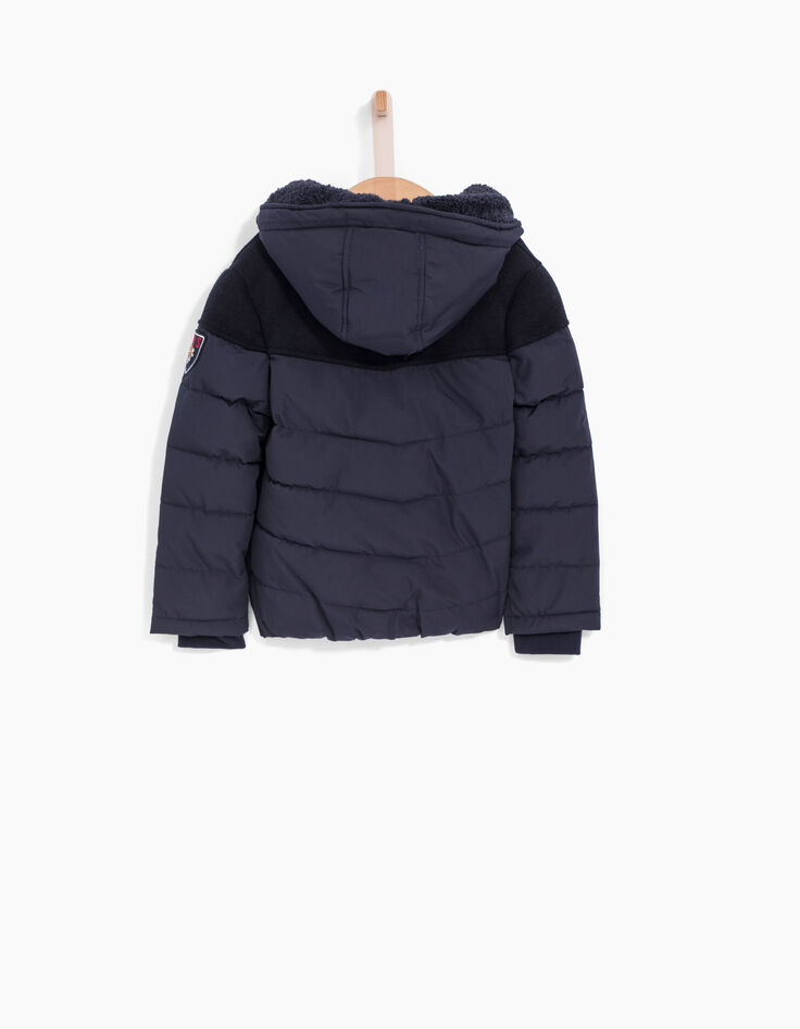 Doudoune marine bi-matière, doublure sherpa garçon-4