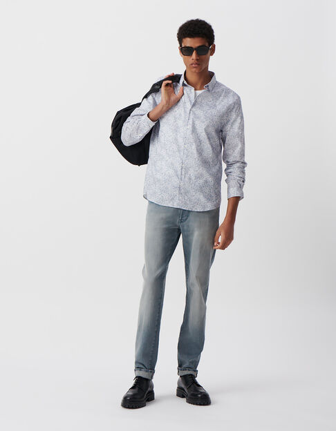 Sturmbraues Herrenhemd im SLIM-Fit, Liberty-Stoff, Blumen - IKKS