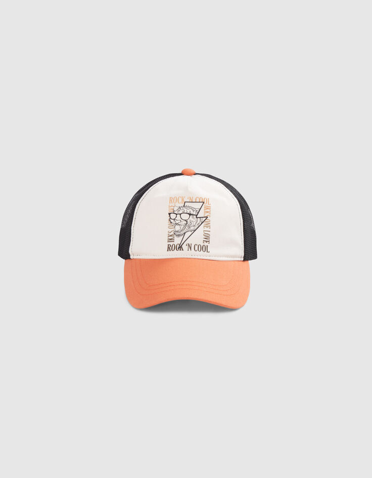 Gorra terracota, crudo, malla negro niño-2
