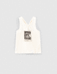Ecrufarbenes Mädchen-Bio-Tanktop mit Foto-Pola-Motiv -1
