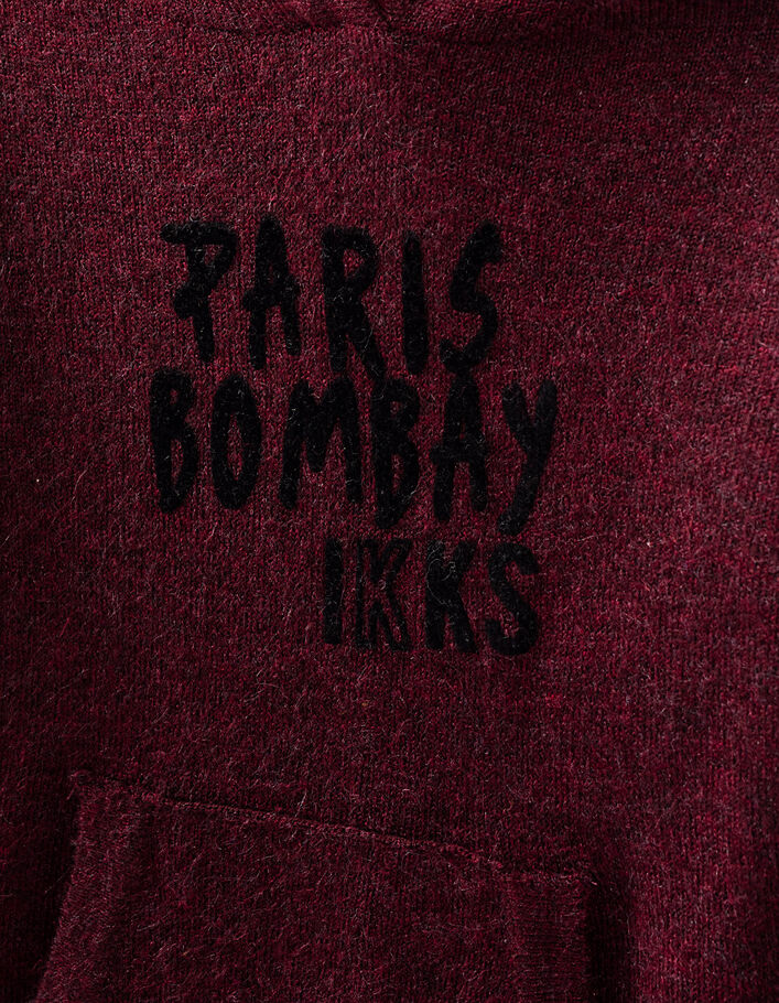 Pull prune en tricot floqué Paris Bombay IKKS garçon  - IKKS