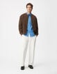 Blouson bomber marron tissu relief Homme-3