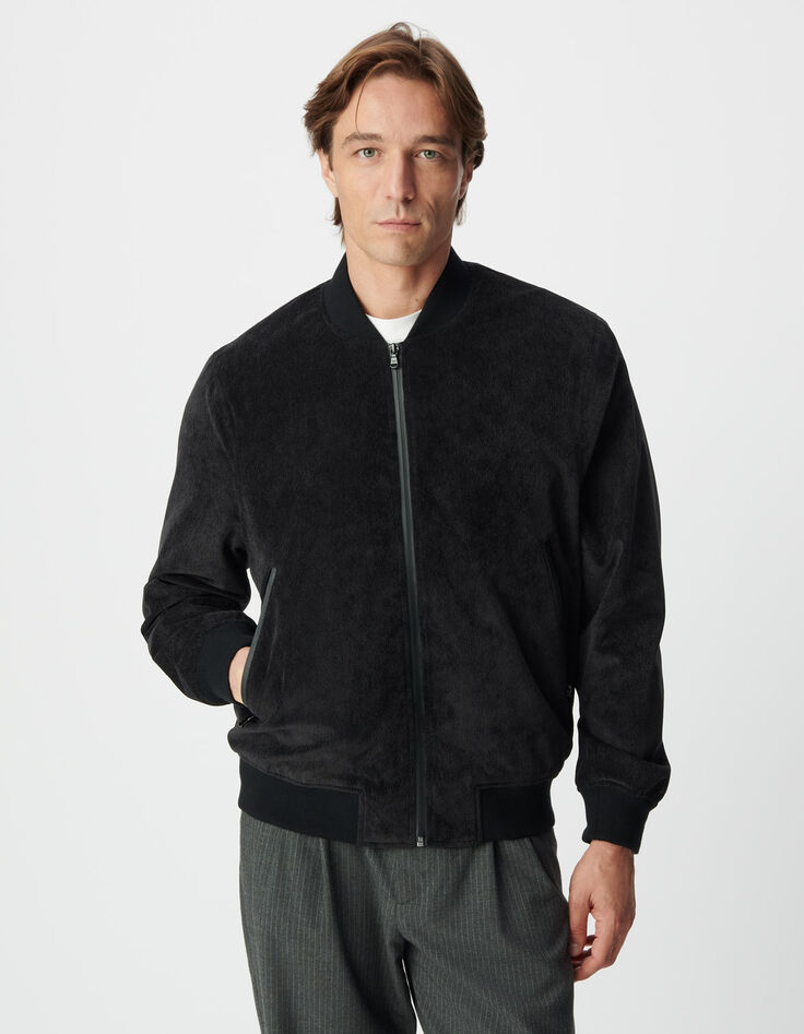 Cazadora negra ante acolchada WATERPROOF hombre-2