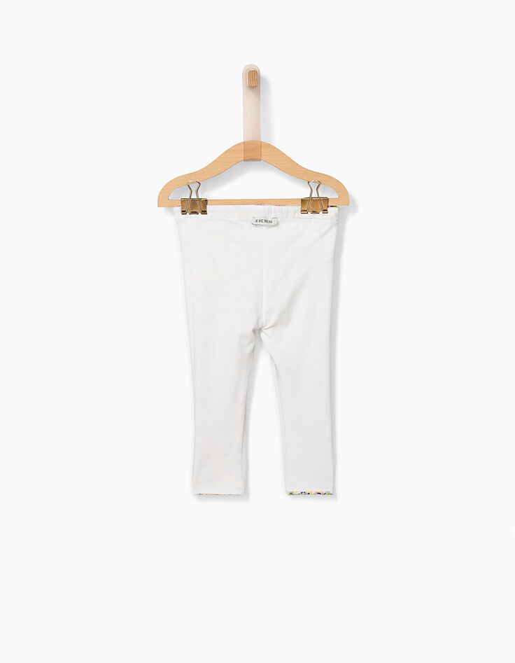 Leggings réversible blanc et imprimé bébé fille-4