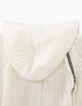 Girls&rsquo; ecru decorative knit hooded cardigan-5