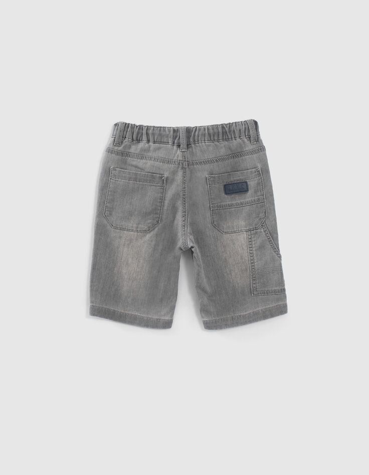 Bermuda en jean gris taille élastiquée garçon-3