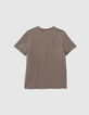 Donkerkaki T-shirt opdruk lynx-pet jongens -3