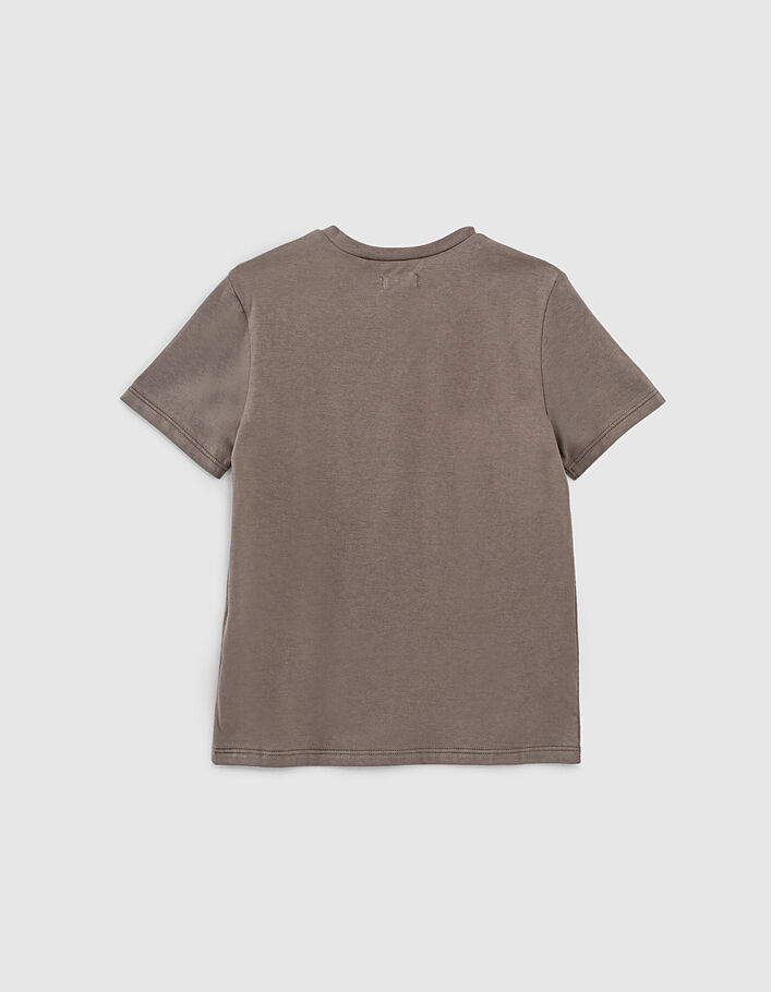 Boys’ dark khaki T-shirt with lynx-cap image - IKKS