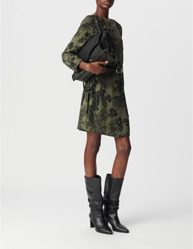 Robe manche longue kaki LENZING&trade; ECOVERO&trade; maxi jungle Femme - IKKS