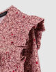 Girl's pink floral print blouse-5