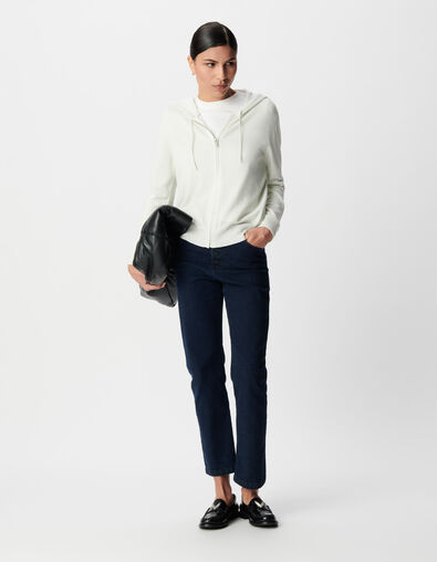 Women's white herringbone knitted cardigan with openwork back - IKKS