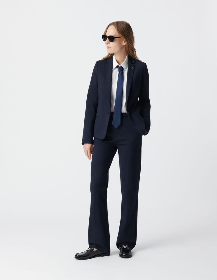 Marine geklede flare broek milanotricot Dames-1