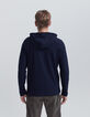 Marineblaues Herrenkapuzenshirt mit Bienenwabenoptik-2